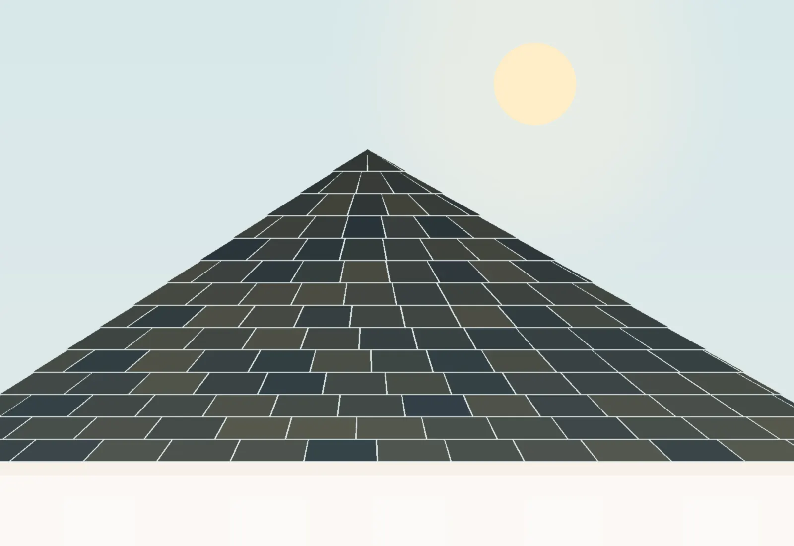 Brown asphalt shingle roof lines framed by green tree canopy